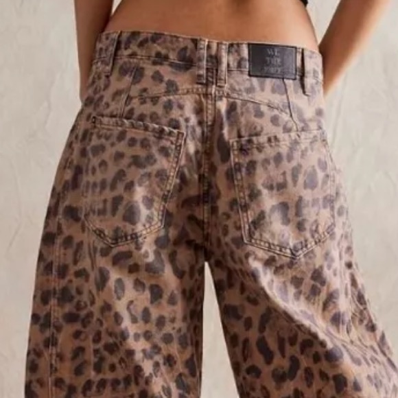 28 LONG We The Free People Good Luck Printed Barrel Jeans Cheetah Leopard Animal - Picture 12 of 13